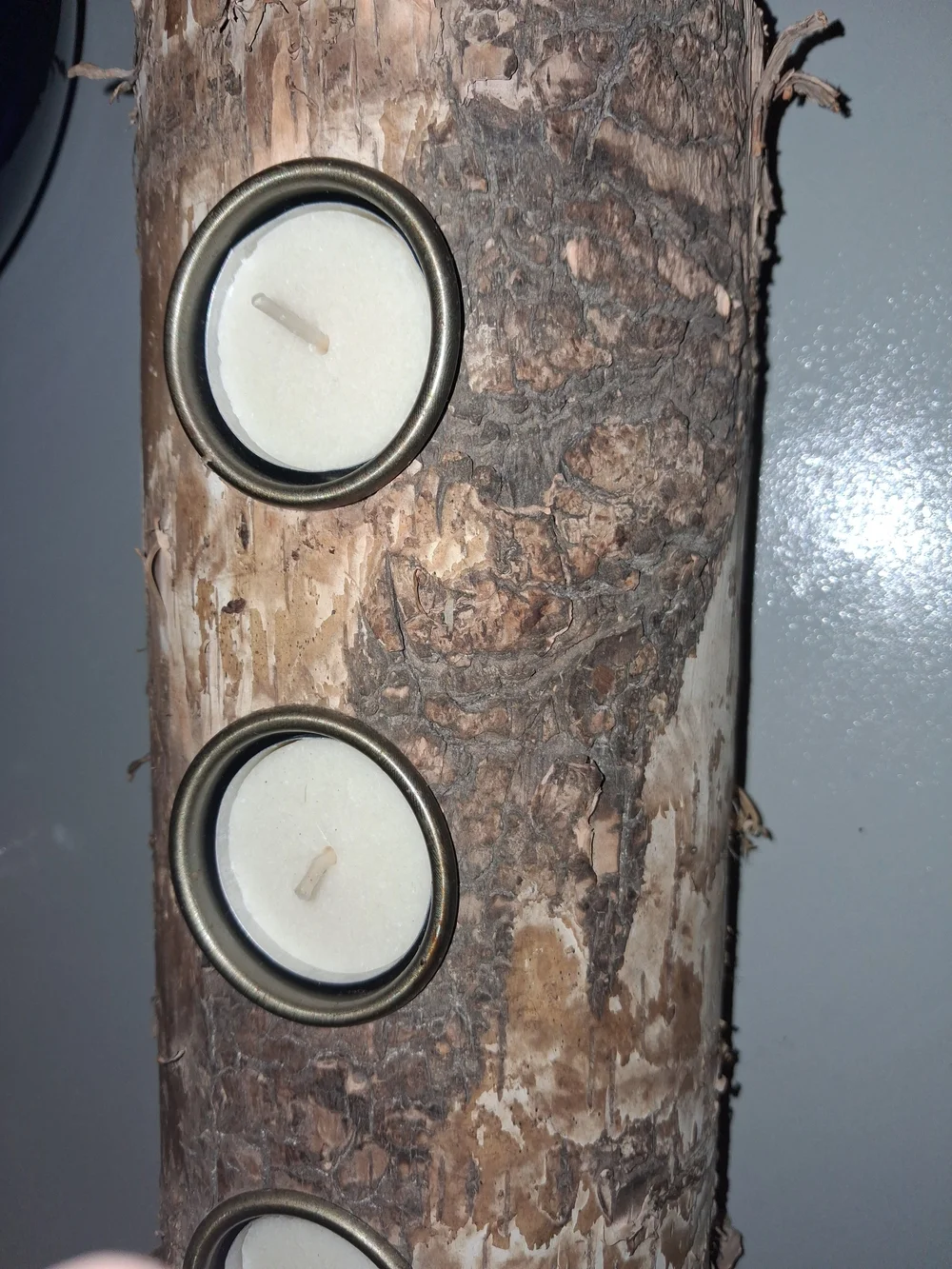 Rustic Birch Log Tea Light Candle Holder - Natural Brown
